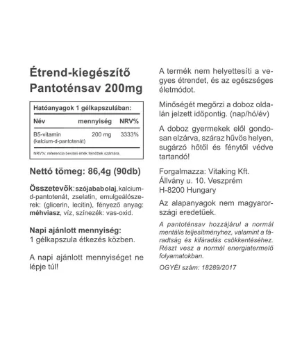 Vitaking Pantoténsav - B5-vitamin 90 Lágykapszula