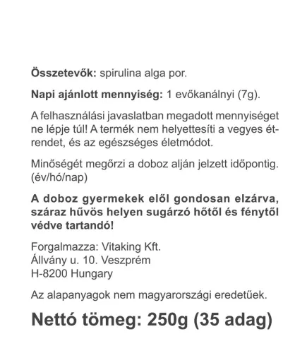 Vitaking Spirulina Alga por 250 g