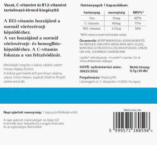 Vitaking Vitafer Mikrokapszulázott Vaskészítmény 30 Kapszula