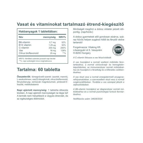 Vitaking Vas-Komplex 60 Tabletta