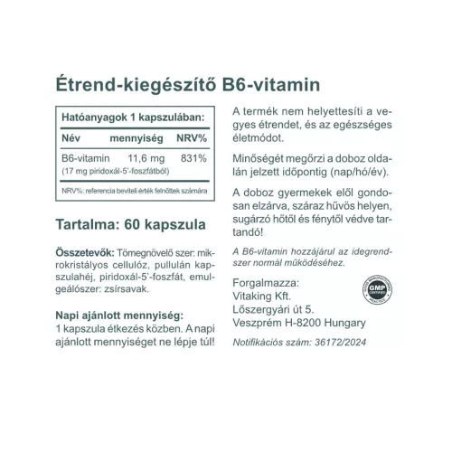 Vitaking B6 vitamin (P5P) 60 Kapszula