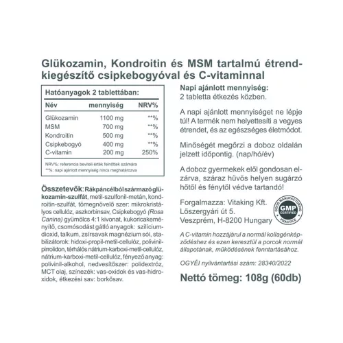 Vitaking Joint Formula Glükozamin + Kondroitin + MSM 60 Tabletta