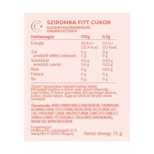Vitaking Fittcukor - Növényi Édesítő 70 g