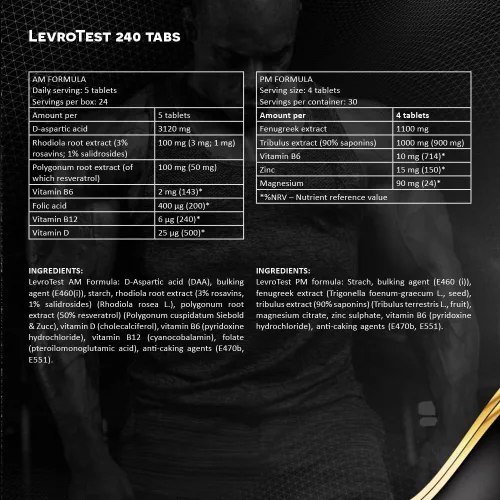 Kevin Levrone Éjjeli és Nappali Tesztoszteronfokozó tabletta - Levro Test Am Pm Formula 240 Tabletta