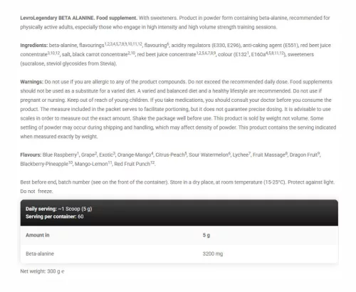 Kevin Levrone Legendary Beta Alanine 300 g