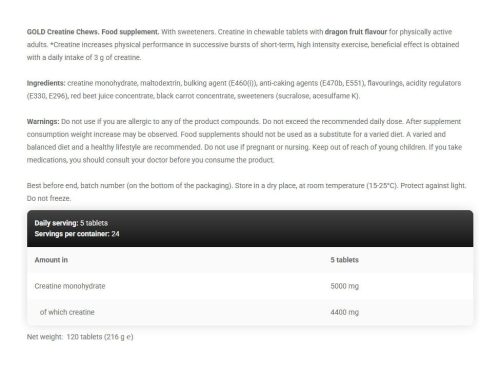 Kevin Levrone Gold Line Creatine Chews 120 Tabletta