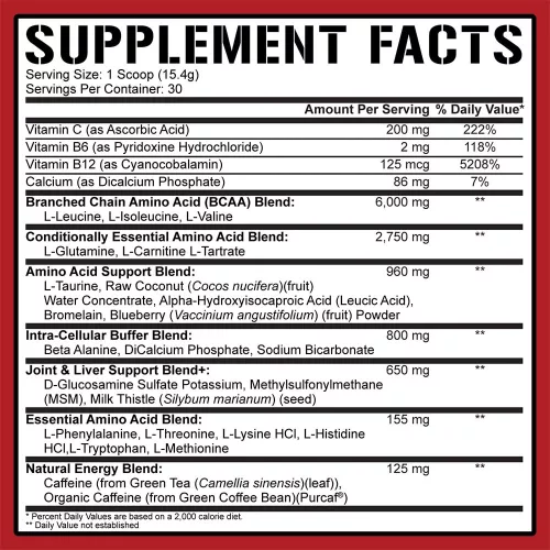 5% Nutrition AllDayYouMay Caffeinated - Legendary Series - BCAA por 456 g