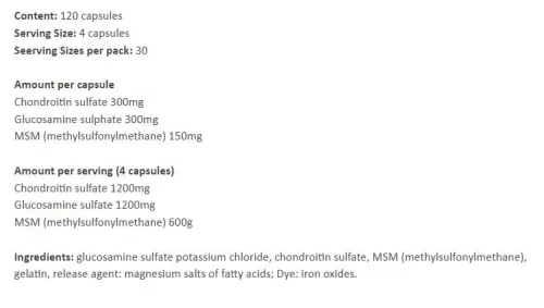 Weider Glucosamine Chondroitin Plus MSM - Ízületvédő 120 Kapszula