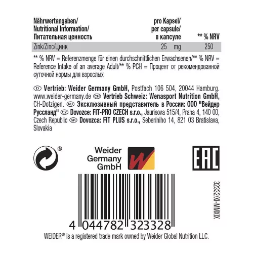 Weider Cink 25mg - Strong Zinc 120 Kapszula