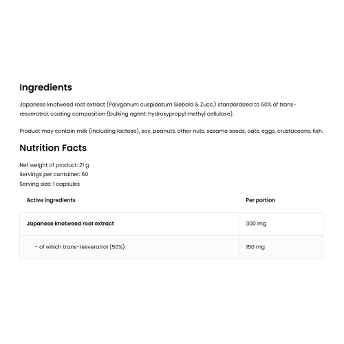 OstroVit Resveratrol VEGE - Rezveratrol kapszula 60 Veg Kapszula