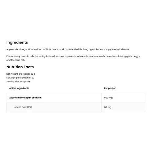 OstroVit Apple Cider Vinegar VEGE - Almaecet 90 Kapszula