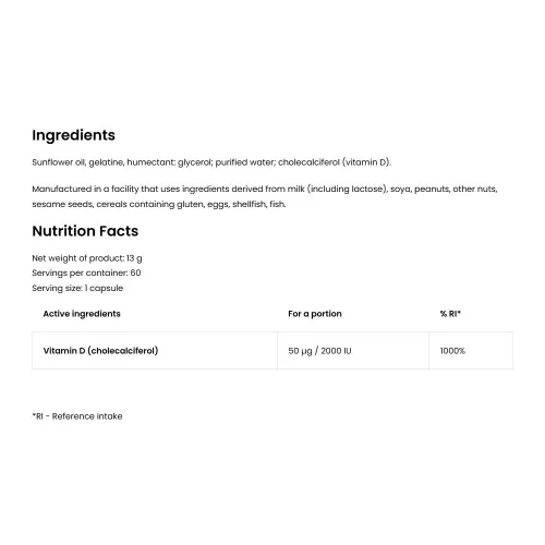 OstroVit D3-Vitamin 2000 NE 60 Lágykapszula