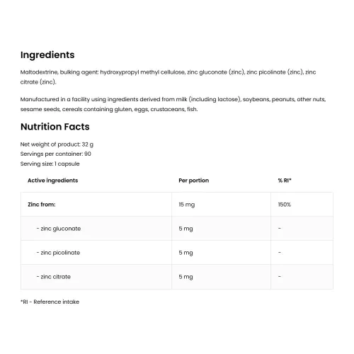 OstroVit Triple Zinc - Cink Komplex 90 Kapszula