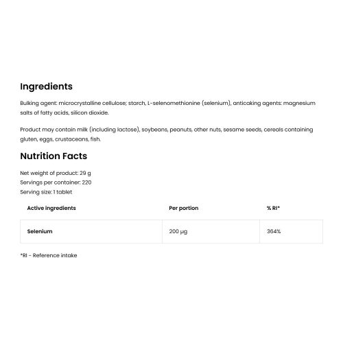 OstroVit Selen Selenomethionine - Szelén 200 mcg 220 Tabletta