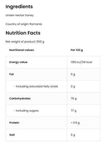 OstroVit Linden Honey - Hársméz 500 g