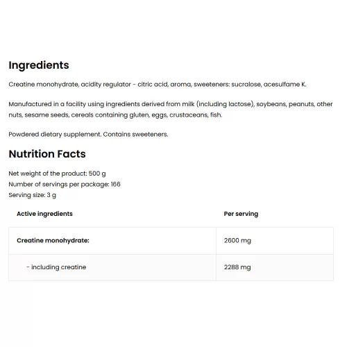 OstroVit Kreatin monohidrát por 500 g