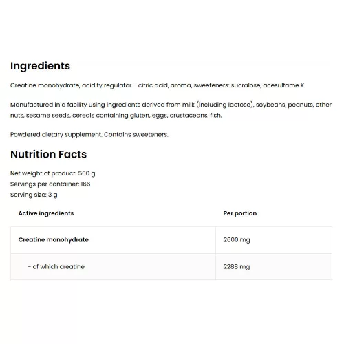 OstroVit Kreatin monohidrát por 500 g