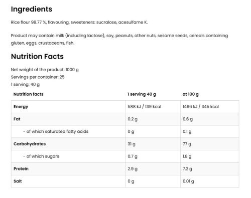 OstroVit Cream of Rice - Desszert 1000 g
