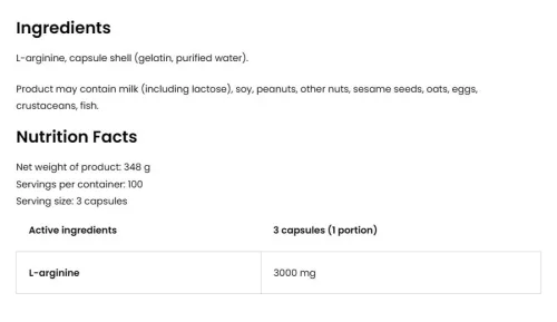 OstroVit Arginine 3000 300 Kapszula