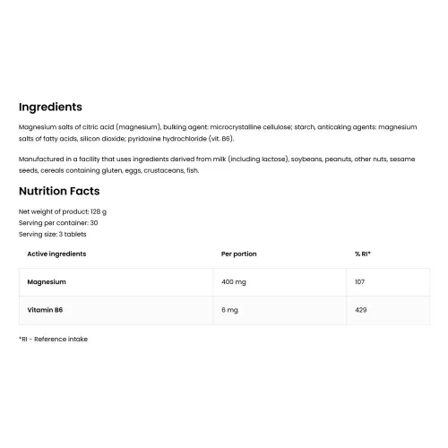 OstroVit Magnézium-Citrát 400 mg + B6 90 Tabletta