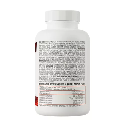 OstroVit ADEK  - A-, D-, E- és K-vitamin 200 Tabletta