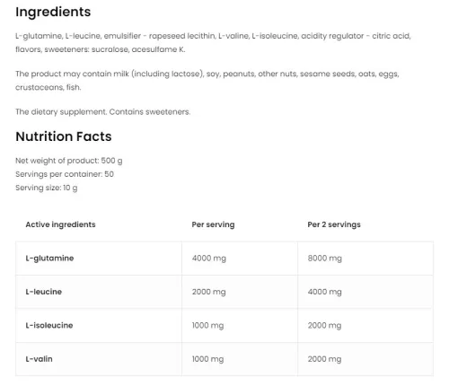 OstroVit BCAA + Glutamine 500 g