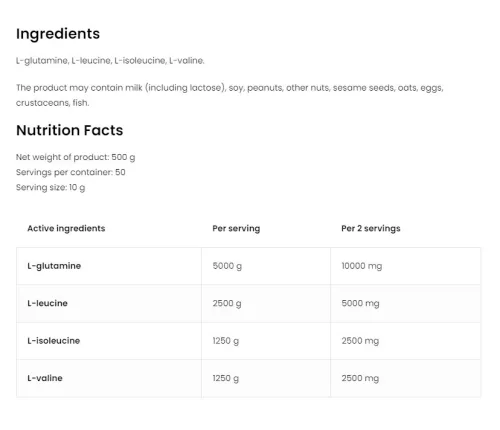 OstroVit BCAA + Glutamine 500 g