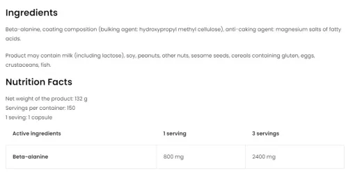 OstroVit Beta-Alanine 2400 mg 300 Kapszula