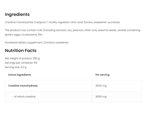 OstroVit Kreatin Monohidrát (Creapure®) 250 g