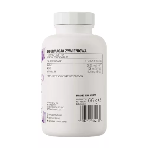 OstroVit Magnez MAX Skurcz 60 Tabletta