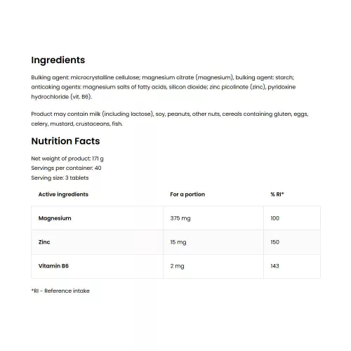 OstroVit MgZB Ultra - Magnézium, Cink, B6-vitamin 120 Tabletta