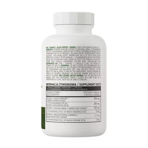 OstroVit Turmeric + Black Pepper + Ginger - Kurkuma+Fekete bors+Gyömbér 90 Kapszula