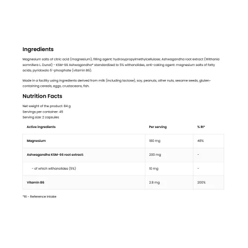 OstroVit KSM-66 Ashwagandha® + Magnesium + B6 P-5-P 90 Veg Kapszula