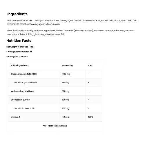 OstroVit Glükózamin+MSM+Kondroitin+C-vitamin 90 Tabletta