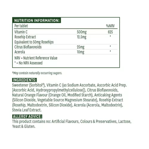 Natures Aid C-500 Narancs Ízű Rágótabletta 100 Tabletta