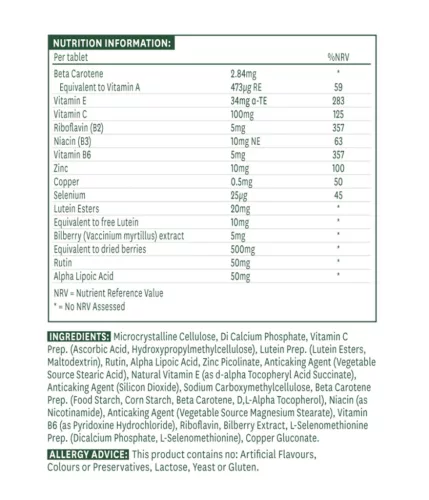 Natures Aid Lutein Komplex - Szem Egészség 30 Tabletta