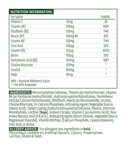 Natures Aid Mega B complex 100 mg 60 Tabletta