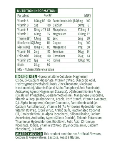 Natures Aid Multi-Vitamins & Minerals (Vassal) 60 Tabletta