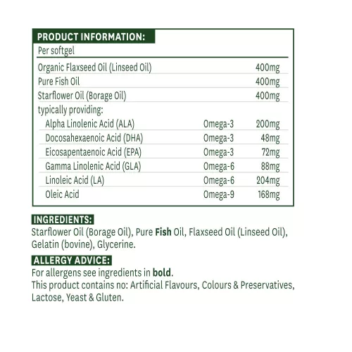 Natures Aid Complete EFA 1200 mg (Omega 3, 6 + 9) 90 Lágykapszula