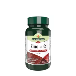   Natures Aid Cink+C-vitamin szopogató tabletta borsmenta ízzel 30 Tabletta