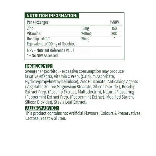 Natures Aid Cink+C-vitamin szopogató tabletta borsmenta ízzel 30 Szopogató Tabletta