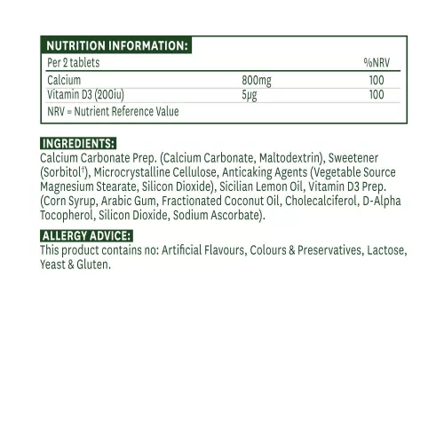 Natures Aid Kalcium Rágótabletta D3-vitaminnal 60 Tabletta