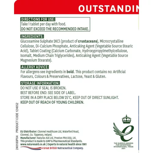 Natures Aid Glucosamine Sulphate 1500mg 90 Tabletta