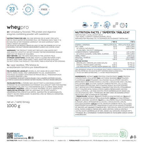 Nutriversum Whey PRO - Tejsavó Fehérje - PURE 1000 g