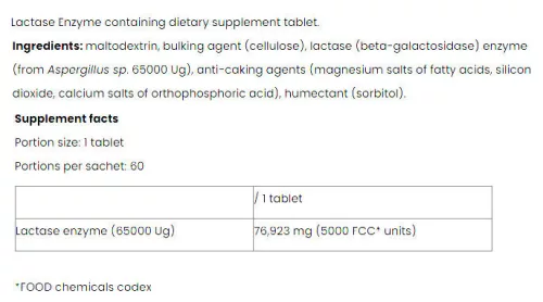 Nutriversum Lactase Enzyme - VITA 60 Tabletta