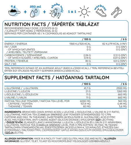 Nutriversum Bcaa + Gluta Cukormentes 360 g