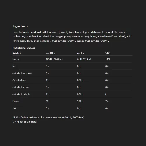 Nutriversum EAA Sugar Free - Cukormentes Esszenciális Aminosavak 360 g