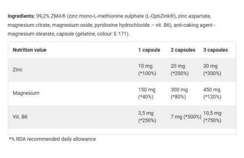 Olimp Sport ZMA - Cink, Magnézium, B6-vitamin 120 Kapszula