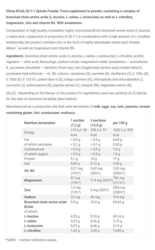 Olimp Sport BCAA 20:1:1 Xplode Por 500 g