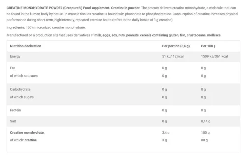 Olimp Sport Creatine Monohydrate Powder Creapture 500 g